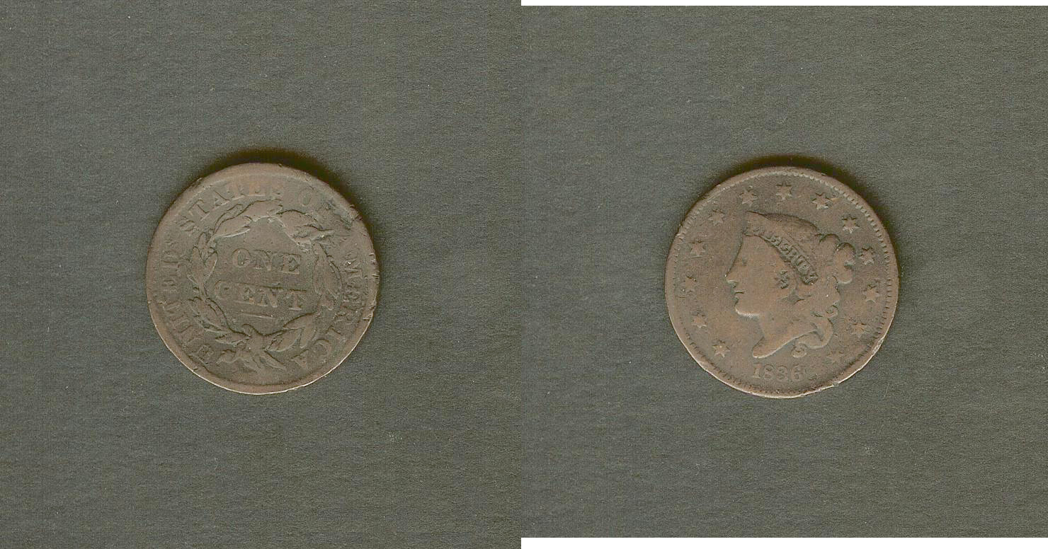 USA 1 cent matron head 1836 F